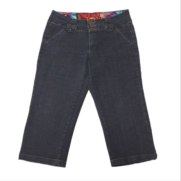 Y2K Black Wash Low Rise Straight Fit Capri Jeans Plussize 14 - Picture 1 of 15